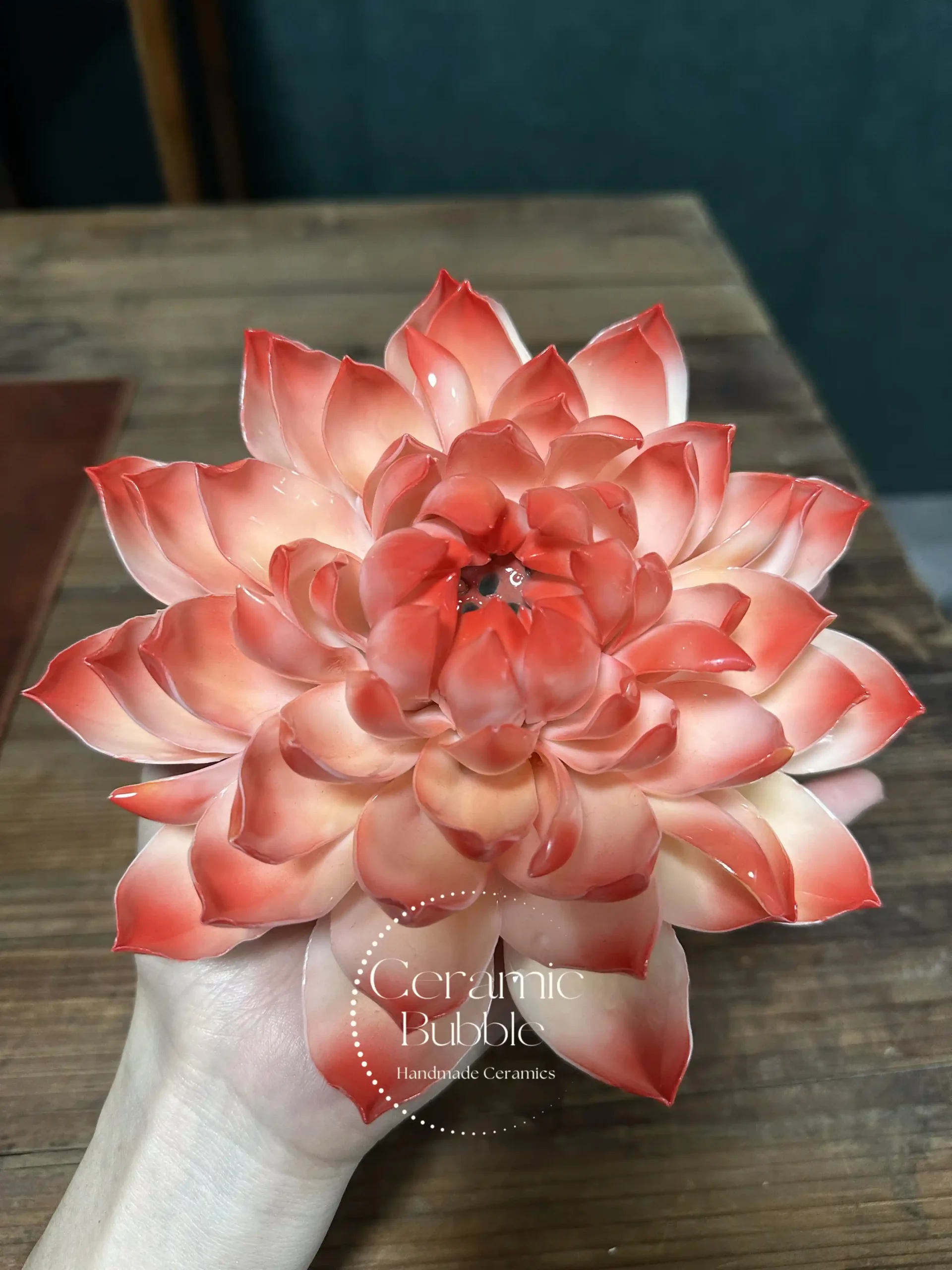 Handmade Unique Red Lotus Flower Ceramic Incense Holder Artistic Bloom Design Incense Stick Burner