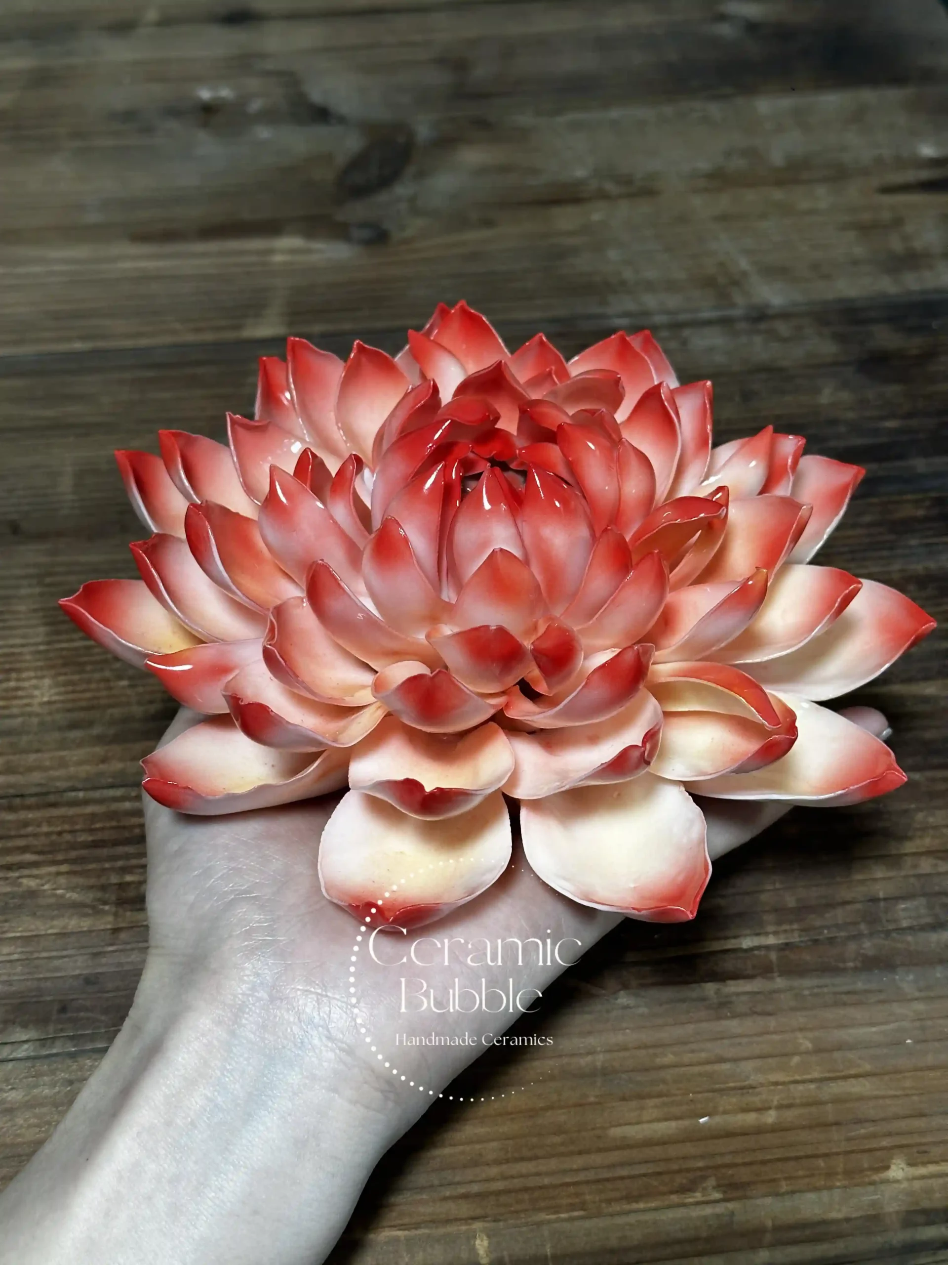 Handmade Unique Red Lotus Flower Ceramic Incense Holder Artistic Bloom Design Incense Stick Burner