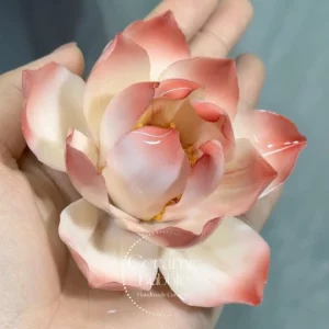 Handmade Red-White Gradient Lotus Flower Shaped Ceramic Incense Holder