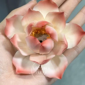 Handmade Red-White Gradient Lotus Flower Shaped Ceramic Incense Holder