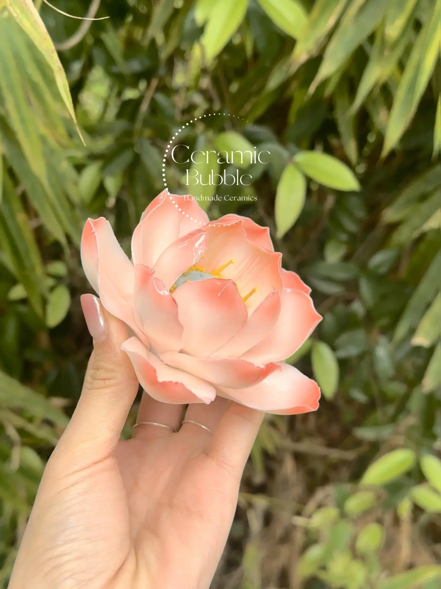 Handmade Peach Pink Ceramic Incense Holder Lotus Flower Shaped Incense Burner