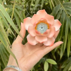 Handmade Peach Pink Ceramic Incense Holder Lotus Flower Shaped Incense Burner