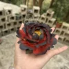 Handmade Red and Black Ceramic Incense Holder Statement Flower Shaped Incense Burner