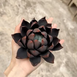Handmade Matte Black Lotus Flower Shaped Ceramic Incense Holder