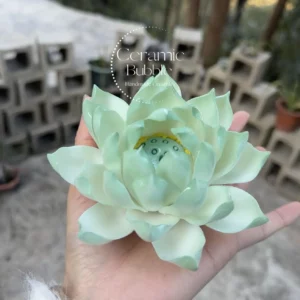 Handmade Mint Green Ceramic Incense Holder Lotus Flower Shaped Incense Burner