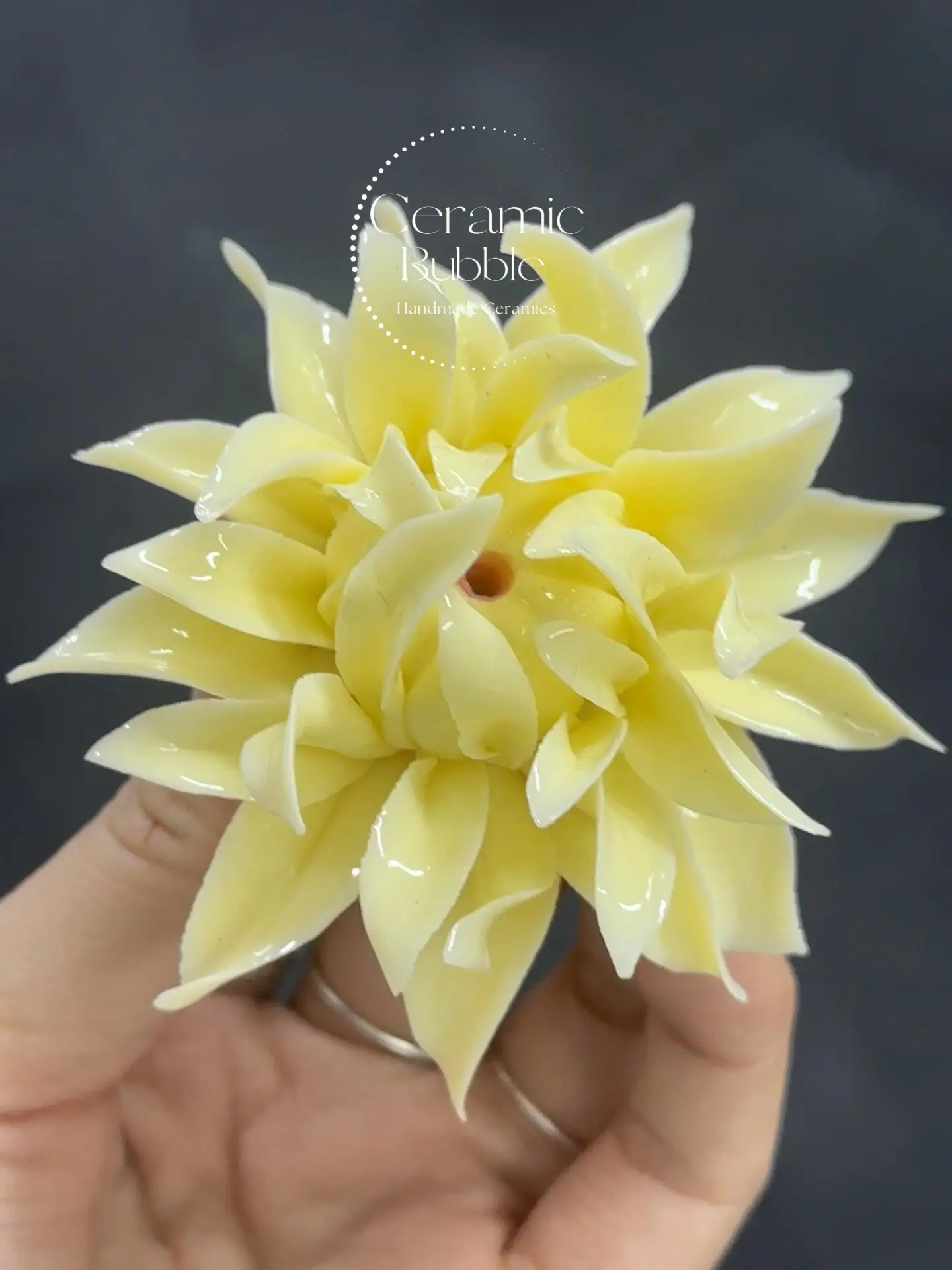 Handmade White/Yellow Chrysanthemum Flower Shaped Ceramic Incense Holder