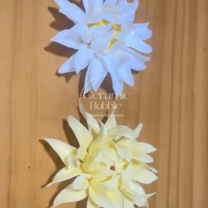 Handmade White/Yellow Chrysanthemum Flower Shaped Ceramic Incense Holder