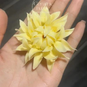 Handmade White/Yellow Chrysanthemum Flower Shaped Ceramic Incense Holder