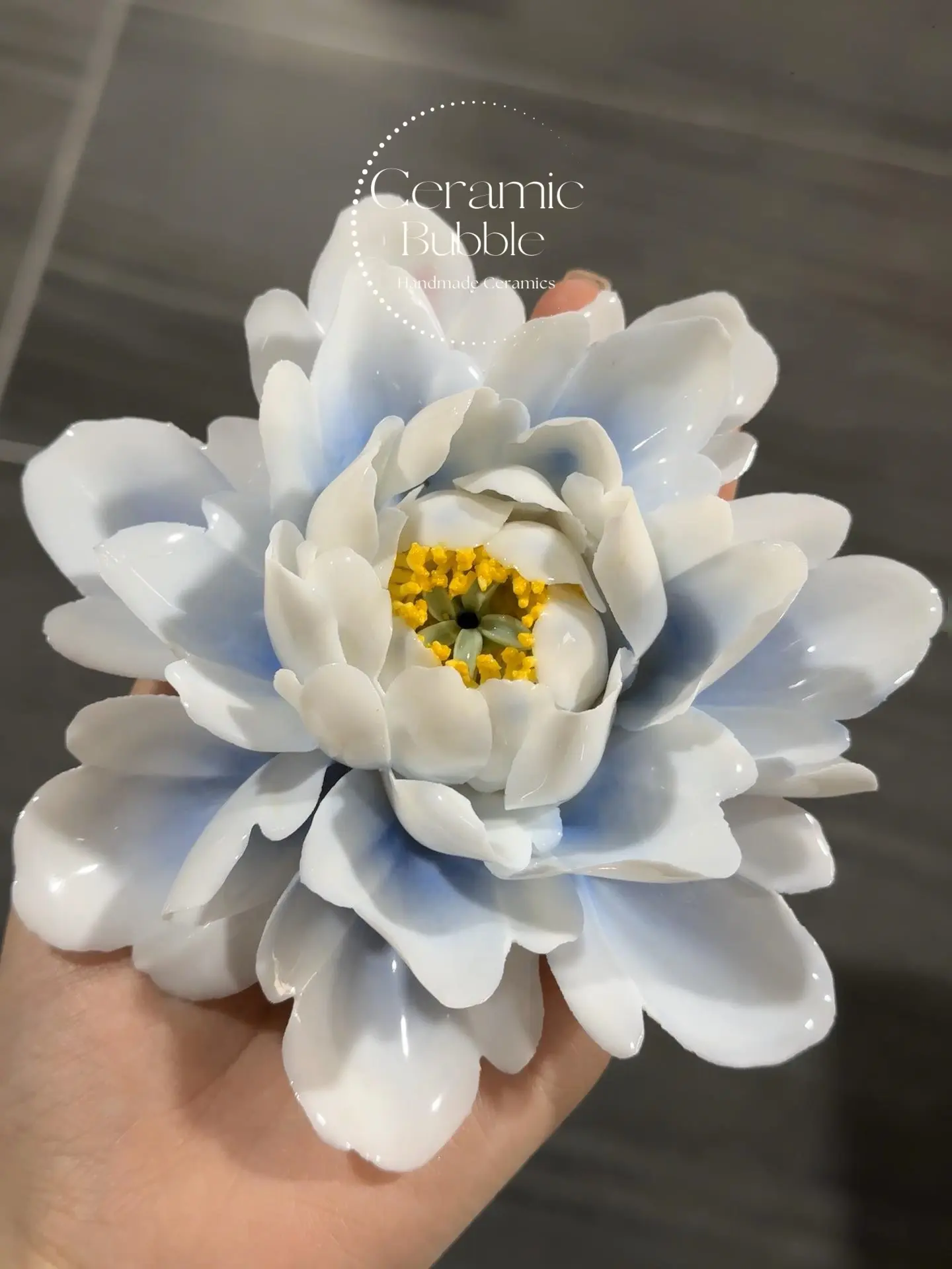 Handmade Blue and White Gradient Flower Shaped Ceramic Incense Holder Artistic Gift for Her