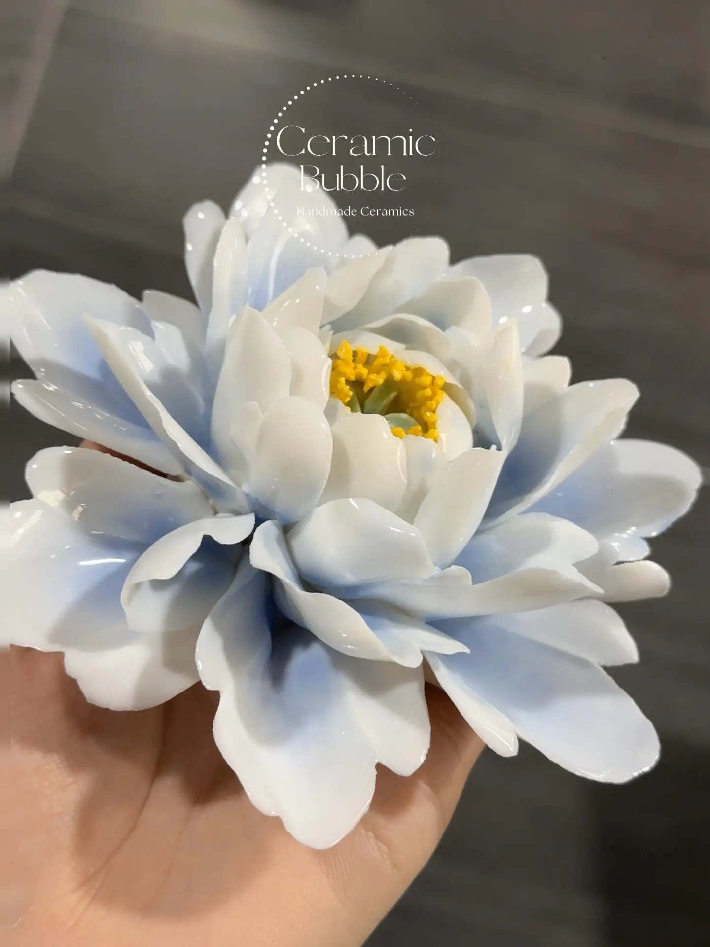 Handmade Blue and White Gradient Flower Shaped Ceramic Incense Holder Artistic Gift for Her