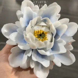 Handmade Blue and White Gradient Flower Shaped Ceramic Incense Holder Artistic Gift for Her