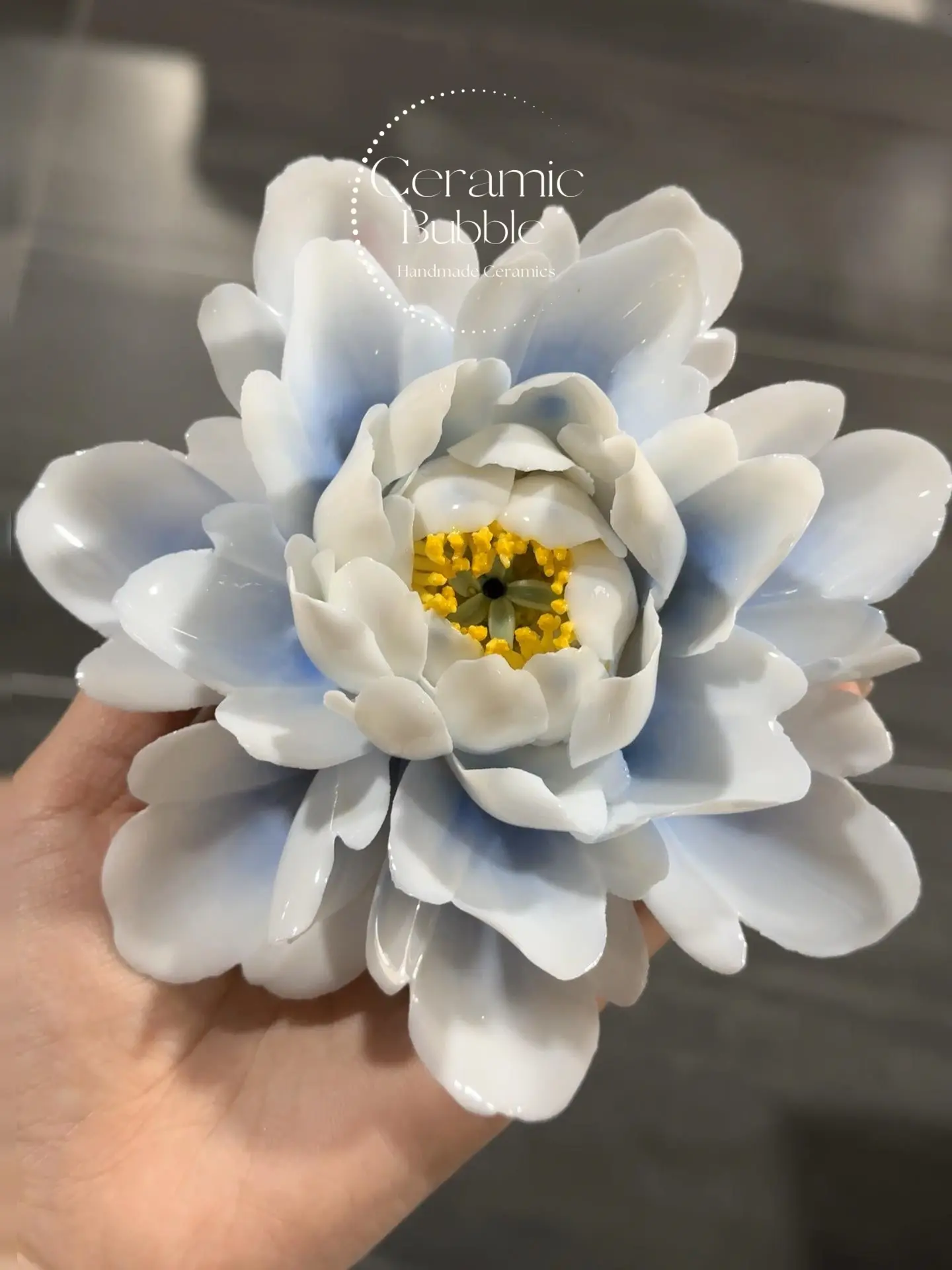 Handmade Blue and White Gradient Flower Shaped Ceramic Incense Holder Artistic Gift for Her