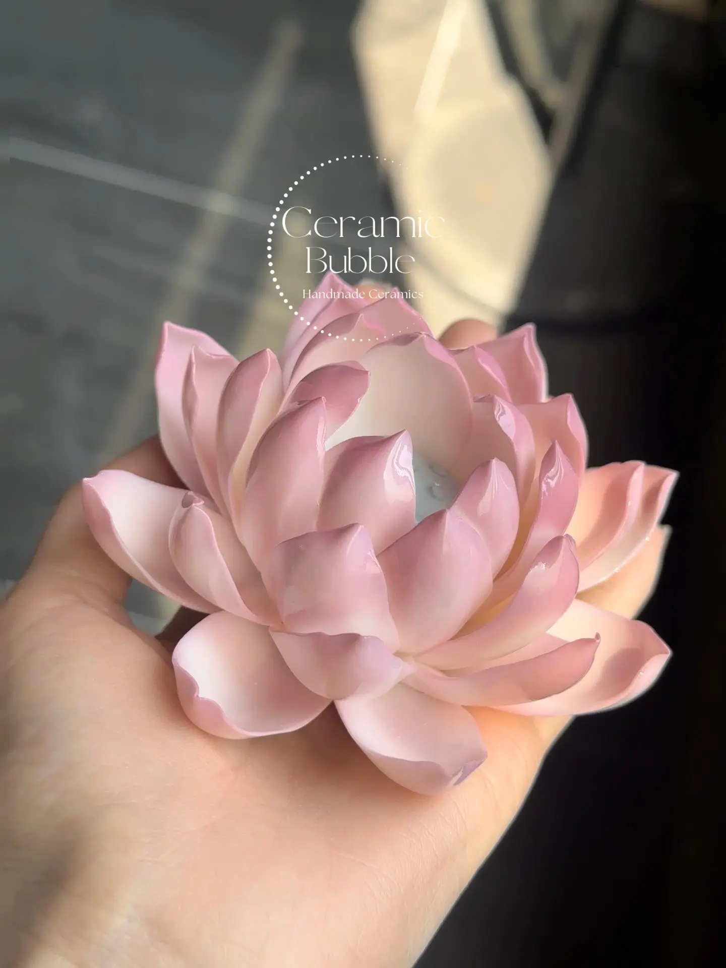 Handmade Pink Lotus Flower Shaped Ceramic Incense Holder Unique Gift for Her