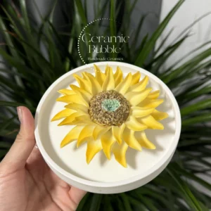 Sunflower Shaped Ceramic Desk Decor Handmade Unique Tea Pet