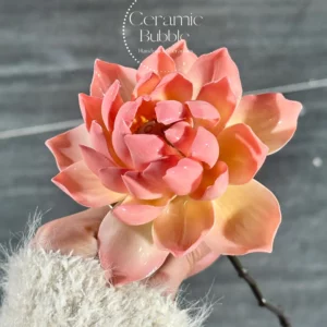 Handmade Peach Pink Gradient Ceramic Home Decor Lotus Flower Shaped Tea Pet