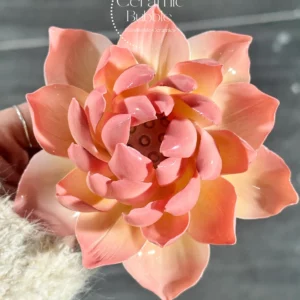 Handmade Peach Pink Gradient Ceramic Home Decor Lotus Flower Shaped Tea Pet