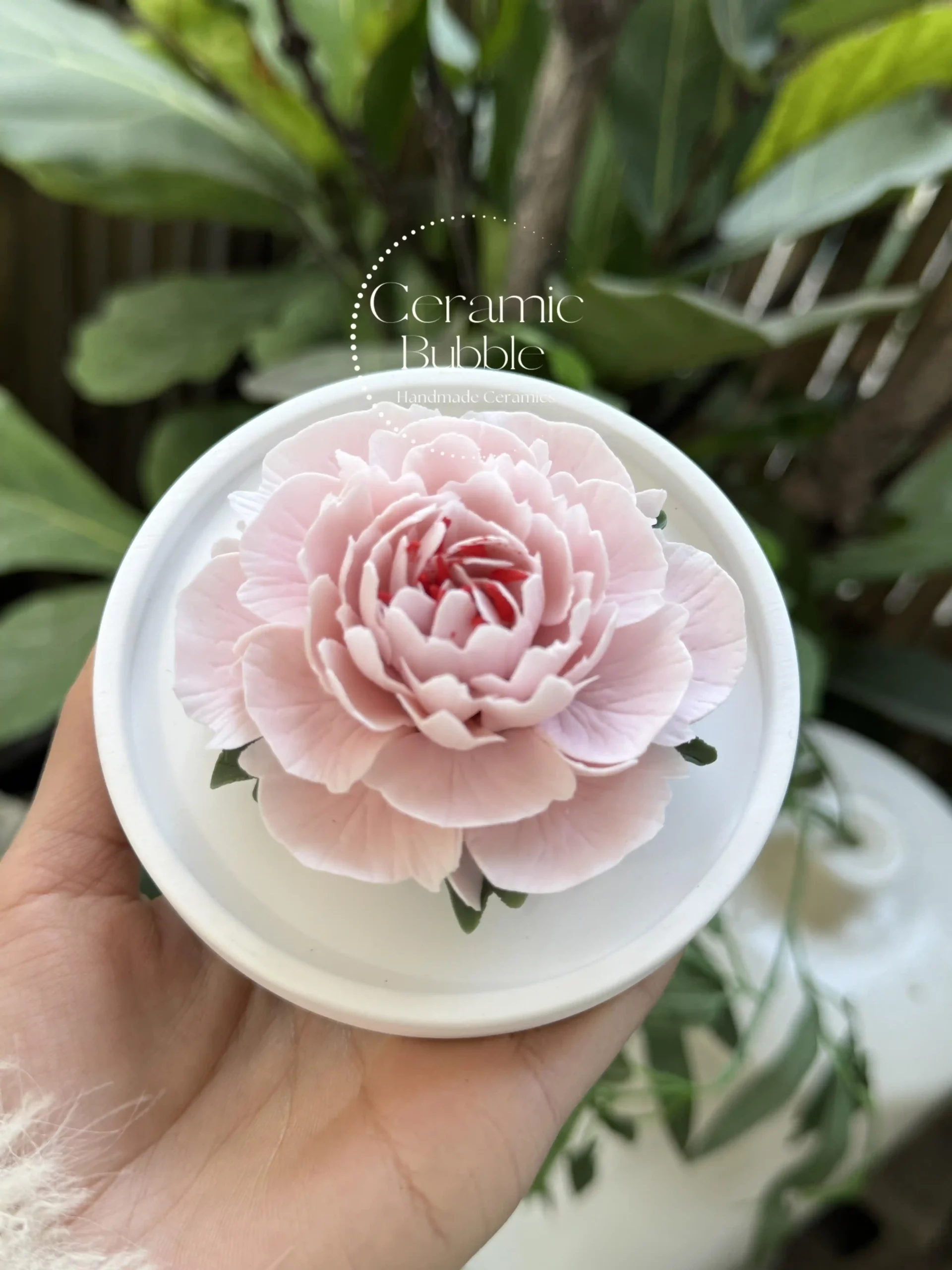 Light Pink Flower Shaped Ceramic Desk Decor Romantic Tea Party Decor Ceramic Diffuser