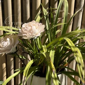 Handmade White Pink Gradient Ceramic Flower Elegant Desk Decor Unique Housewarming Gifts