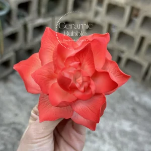 Handmade Red Flower Ceramic Desk Decor Unique Tea Party Table Decoration Ceramic Diffuser