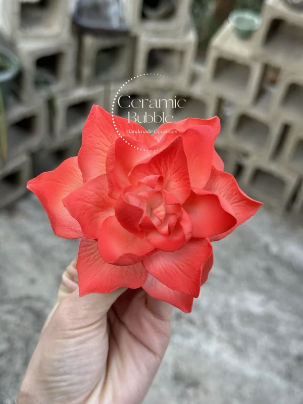 Handmade Red Flower Ceramic Desk Decor Unique Tea Party Table Decoration Ceramic Diffuser