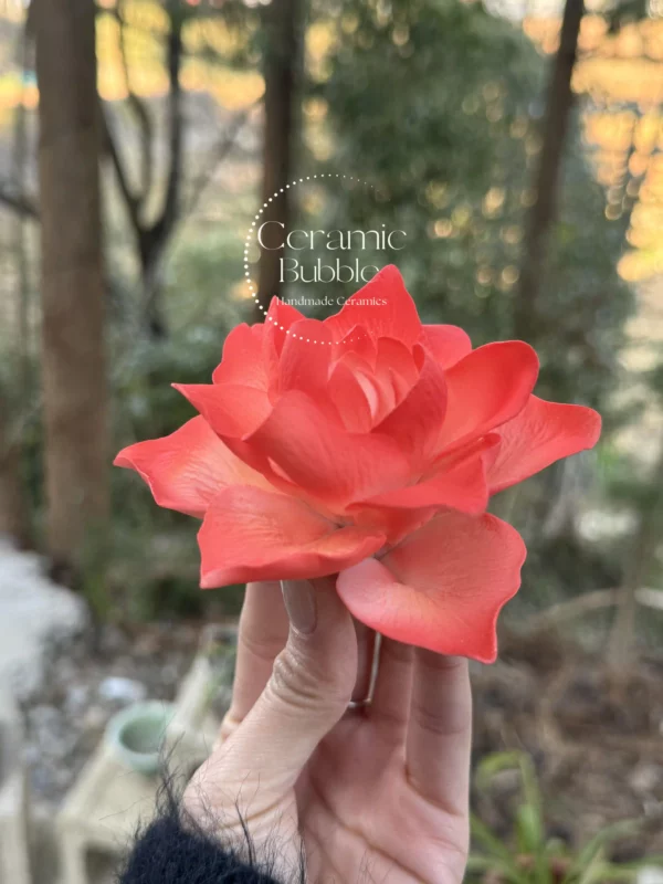 Handmade Red Flower Ceramic Desk Decor Unique Tea Party Table Decoration Ceramic Diffuser