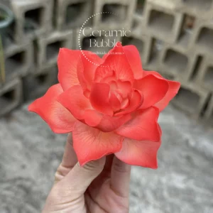 Handmade Red Flower Ceramic Desk Decor Unique Tea Party Table Decoration Ceramic Diffuser