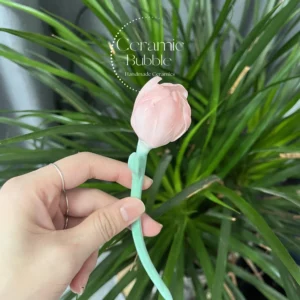 Tulip Shaped Handmade Ceramic Tea Pet Unique Floral Home Decor Pink Tea Party Decor