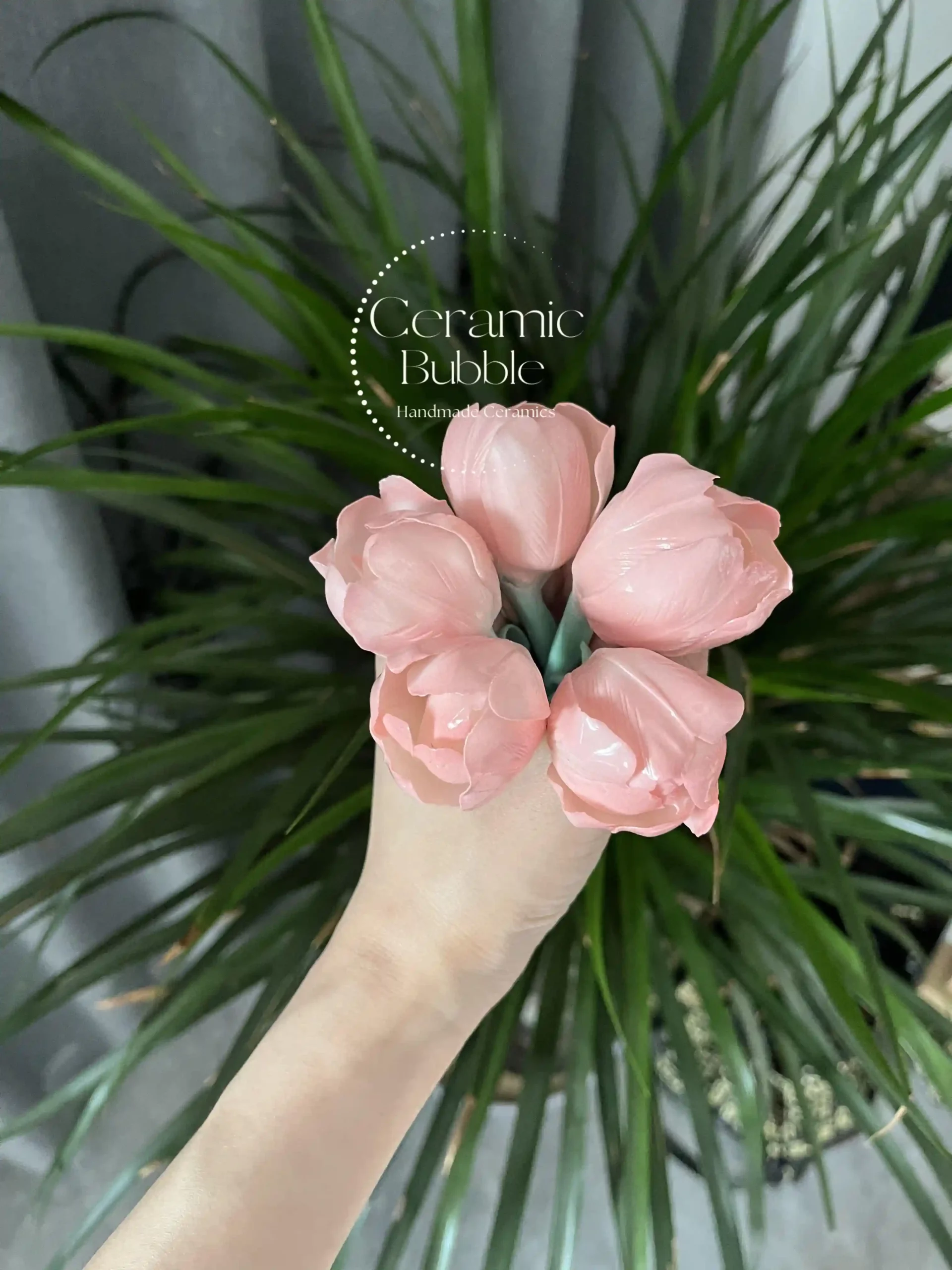 Tulip Shaped Handmade Ceramic Tea Pet Unique Floral Home Decor Pink Tea Party Decor