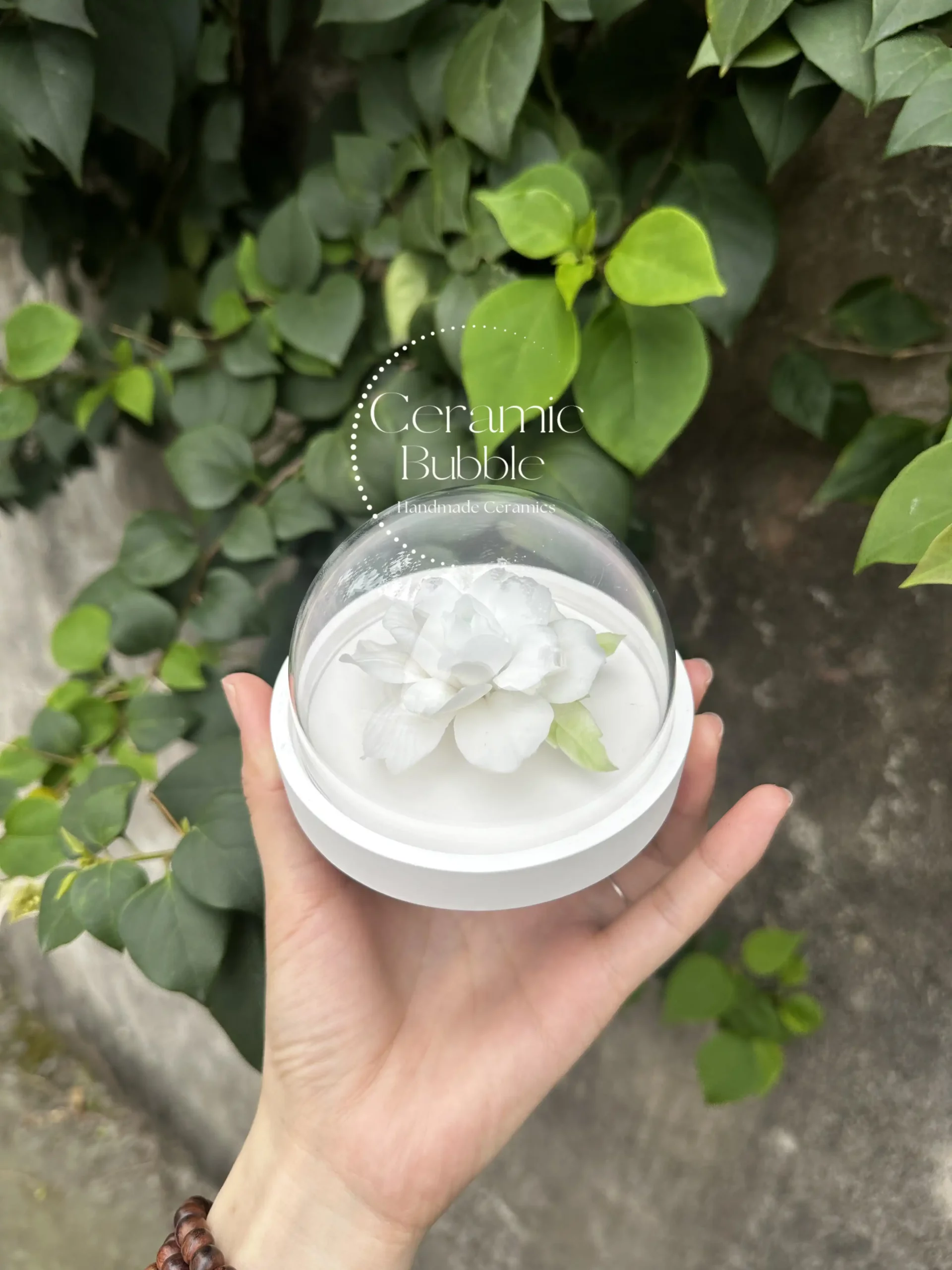 White Jasmine Flower Ceramic Table Decor Artistic Home Decor Handmade Ceramic Diffuser