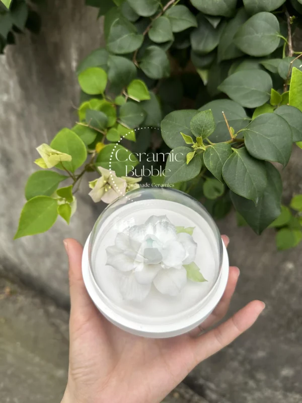 White Jasmine Flower Ceramic Table Decor Artistic Home Decor Handmade Ceramic Diffuser