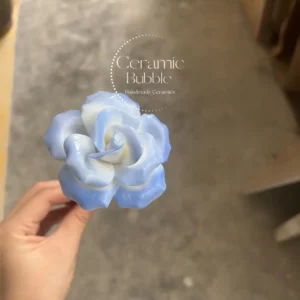 Blue/Orange Ceramic Flower Handmade Ceramic Desk Decor Unique Gift Idea