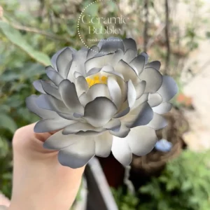 Handmade Black-White Gradient Ceramic Flower Home Decor Statement Table Ornament
