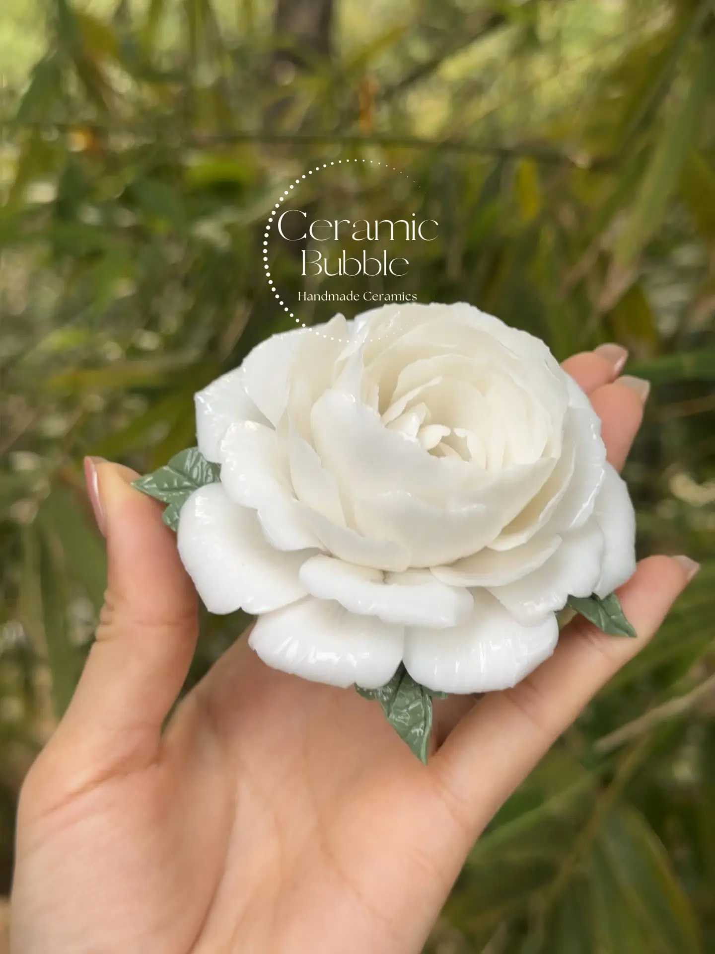 Handmad Jasmine Flower Shaped Ceramic Desk Decor Artistic Home Decor Tea Table Decor