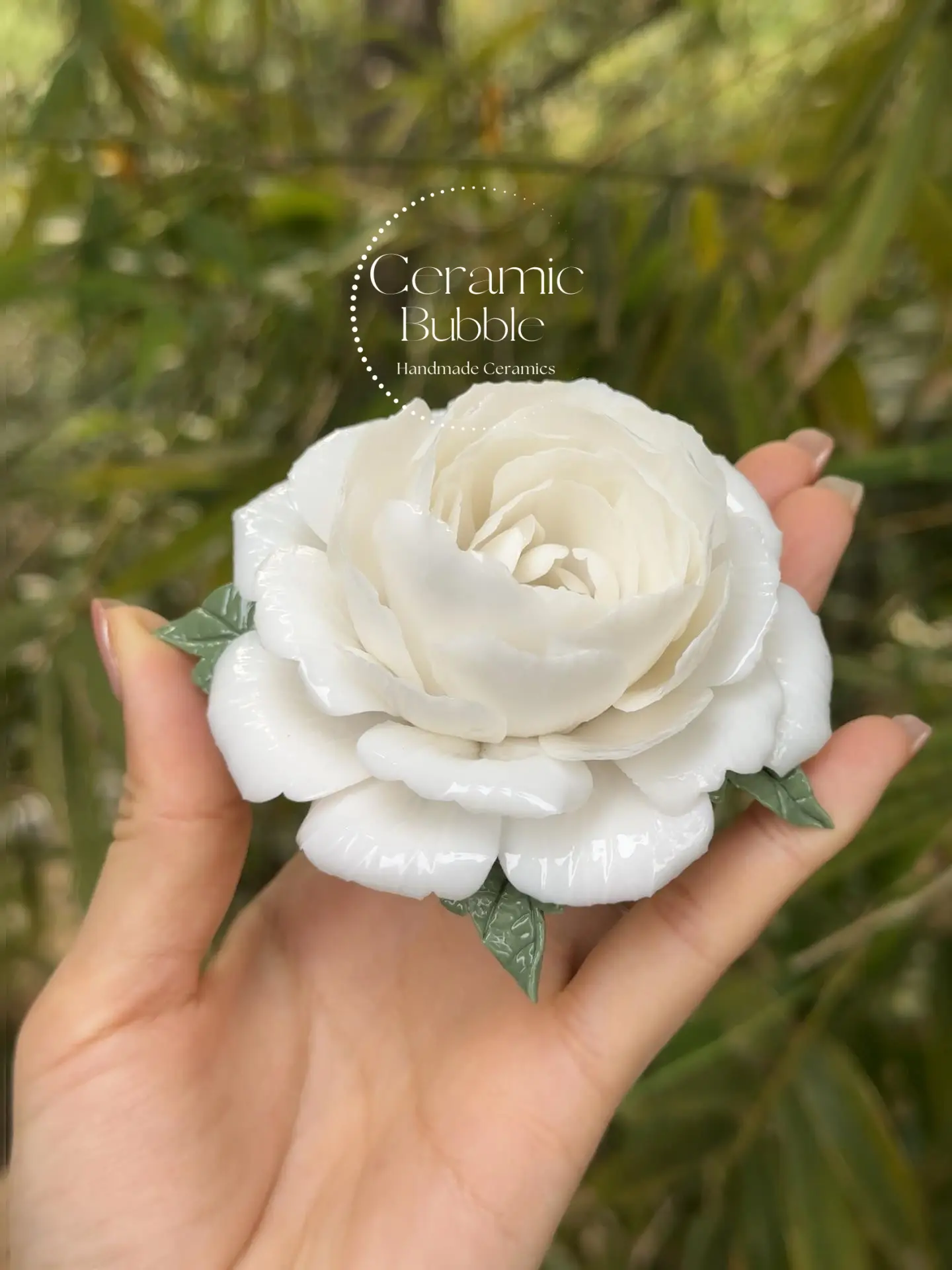 Handmad Jasmine Flower Shaped Ceramic Desk Decor Artistic Home Decor Tea Table Decor