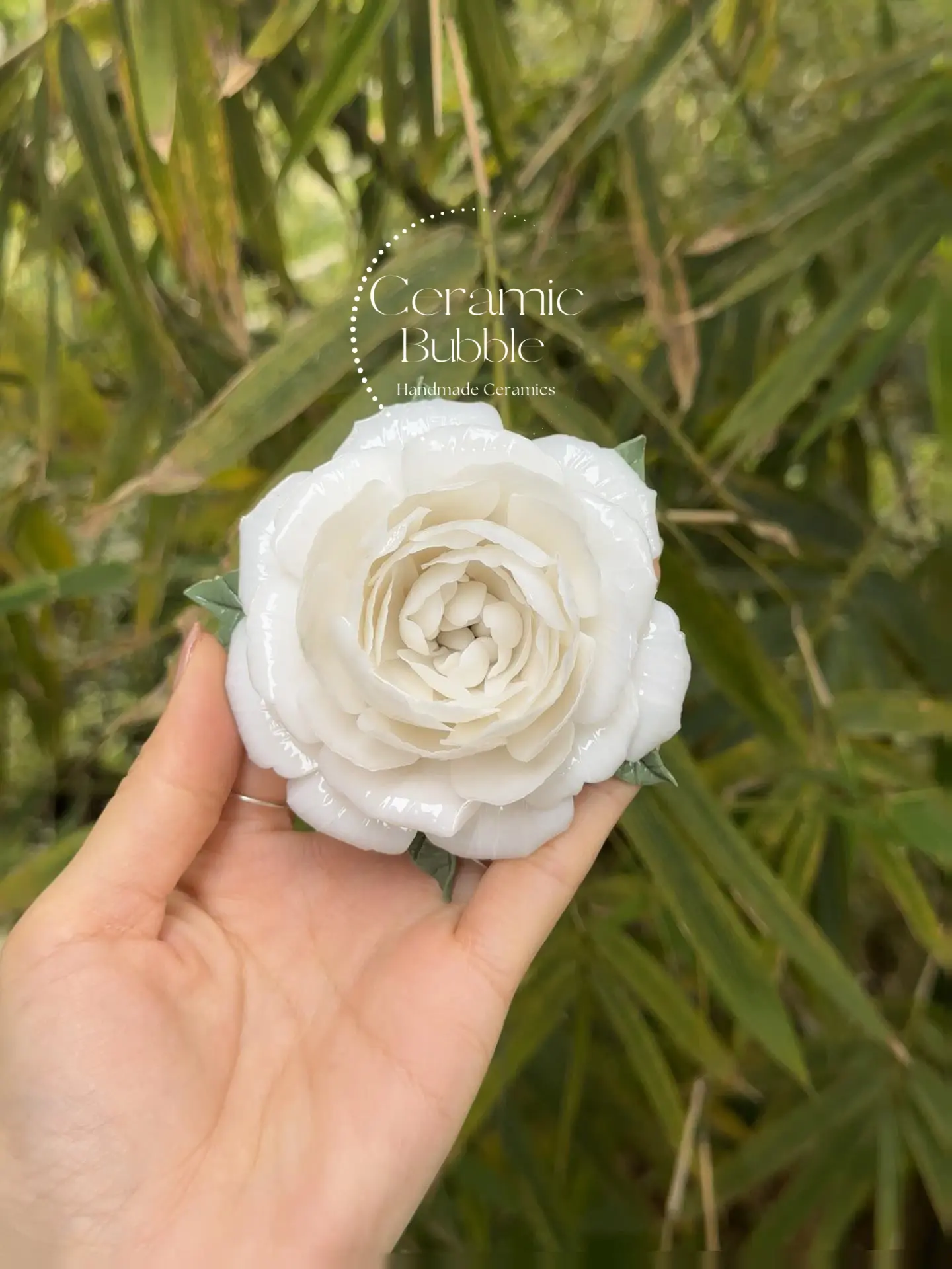 Handmad Jasmine Flower Shaped Ceramic Desk Decor Artistic Home Decor Tea Table Decor