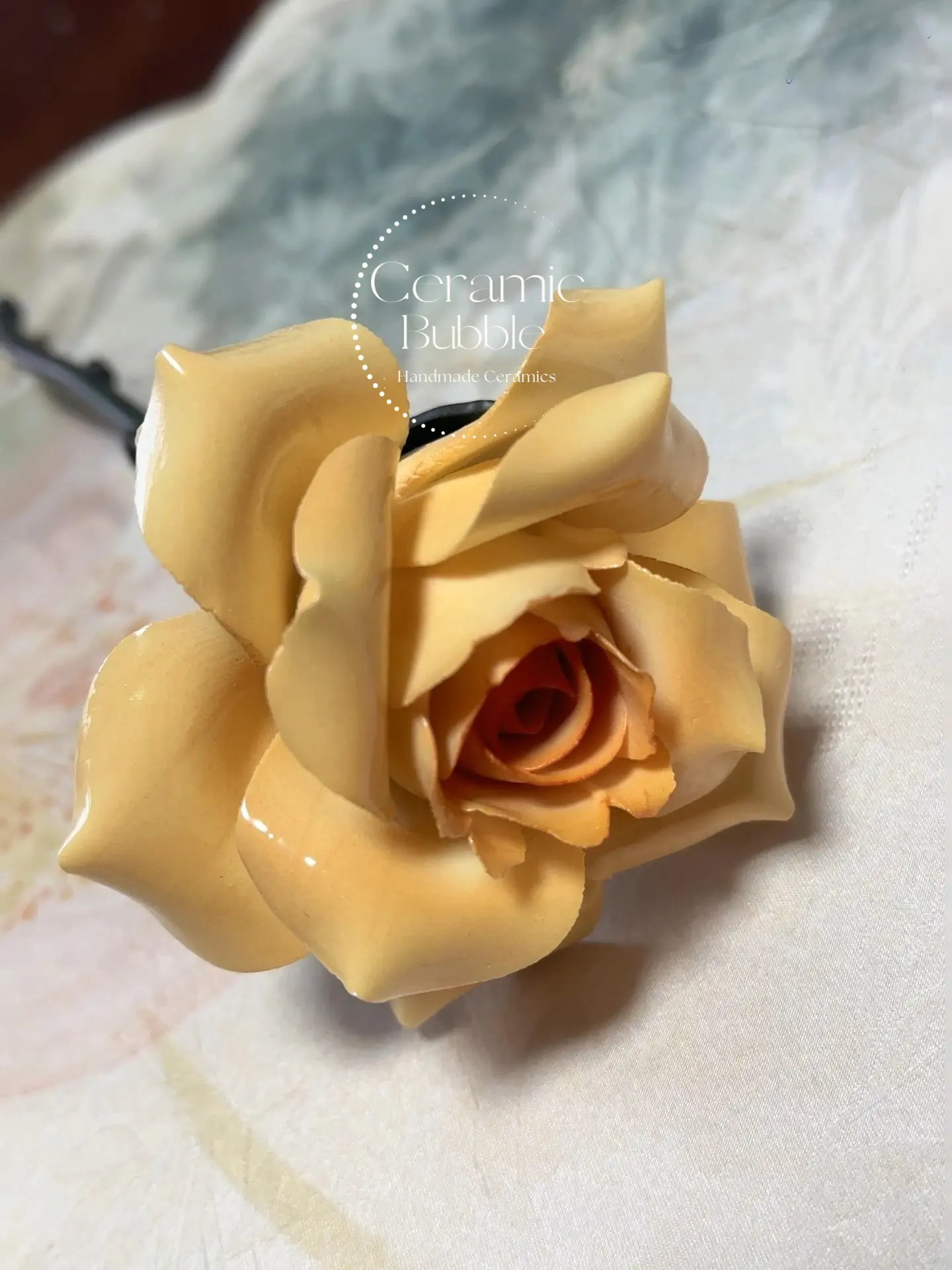 Handmade Rose Ceramic Flower Desk Decor Statement Housewarming Gift