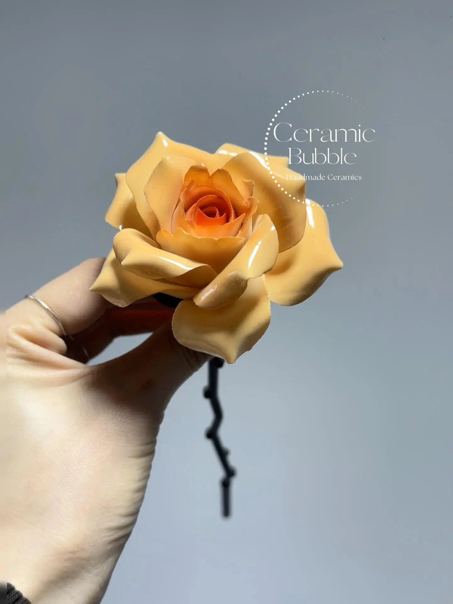 Handmade Rose Ceramic Flower Desk Decor Statement Housewarming Gift