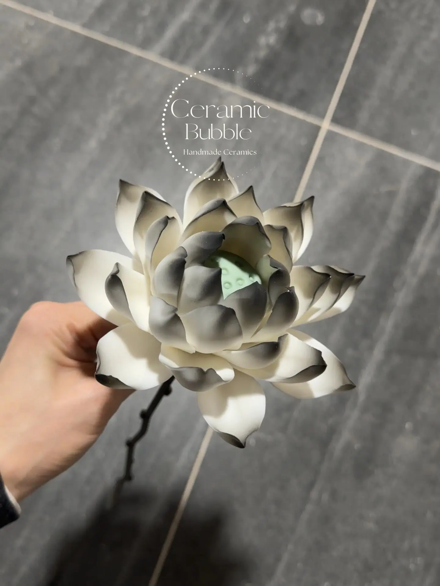 Handmade Black-White Gradient Ceramic Flower Desk Decor Home Decor Zen Tea Table Ornament