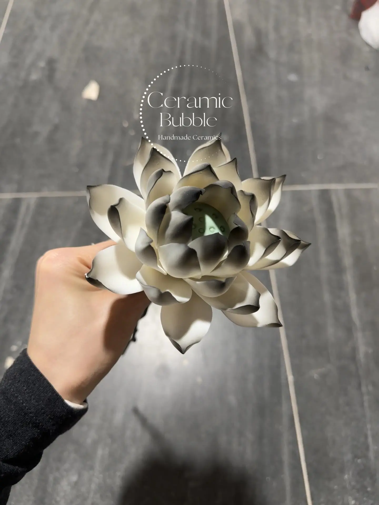 Handmade Black-White Gradient Ceramic Flower Desk Decor Home Decor Zen Tea Table Ornament