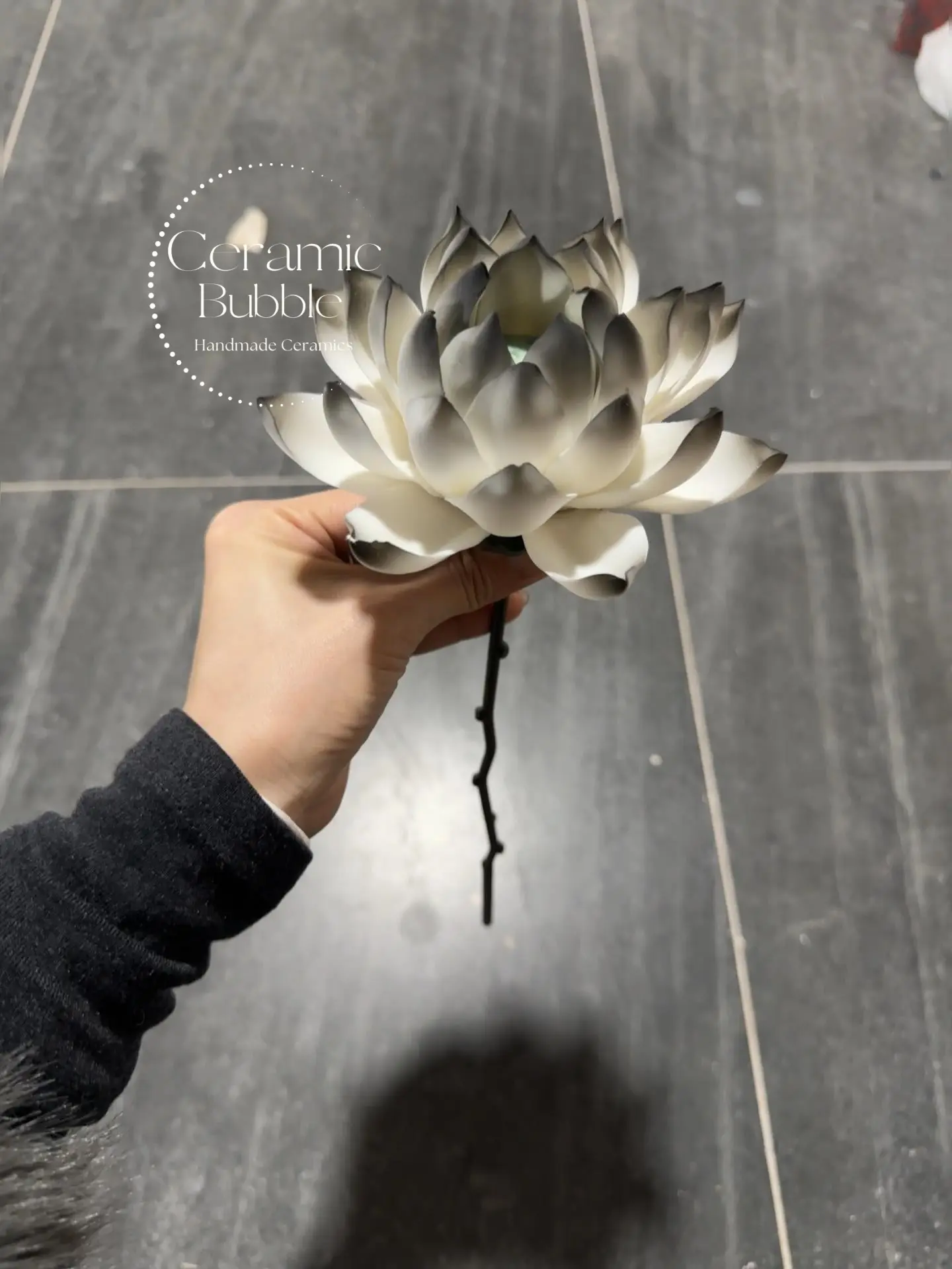 Handmade Black-White Gradient Ceramic Flower Desk Decor Home Decor Zen Tea Table Ornament