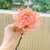 Peach Pink Lotus Shaped Handmade Ceramic Flower Table Decor Zen Inspired Tea Pet