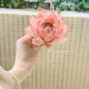 Peach Pink Lotus Shaped Handmade Ceramic Flower Table Decor Zen Inspired Tea Pet