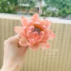 Peach Pink Lotus Shaped Handmade Ceramic Flower Table Decor Zen Inspired Tea Pet