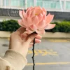 Peach Pink Lotus Shaped Handmade Ceramic Flower Table Decor Zen Inspired Tea Pet