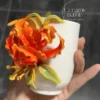Handmade Unique Orange Flower Ceramic Cup 3D Floral Tea Cup Bestie Christmas Gift