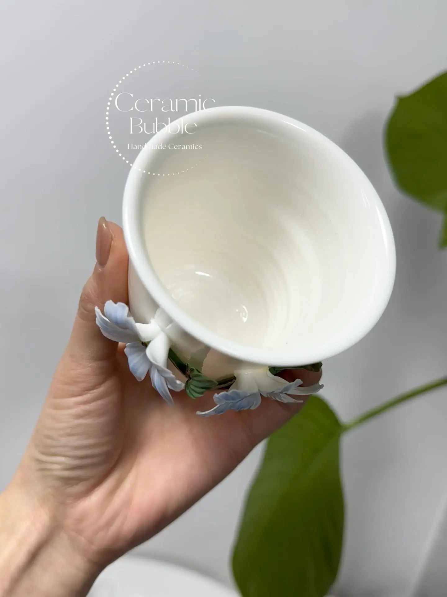 Handmade Blue Ceramic Tea Cup Starflower Inspired Elegant Ceramic Coffee Cup