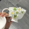 Handmade 3D Flower Coffee Cup White Jasmine Shaped Ceramic Tea Cup Unique Gift