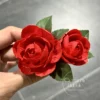 Handmade Red Camellia Flower Shaped Ceramic Fridge Magnet Artistic Housewarming Gift