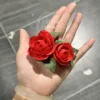 Handmade Red Camellia Flower Shaped Ceramic Fridge Magnet Artistic Housewarming Gift