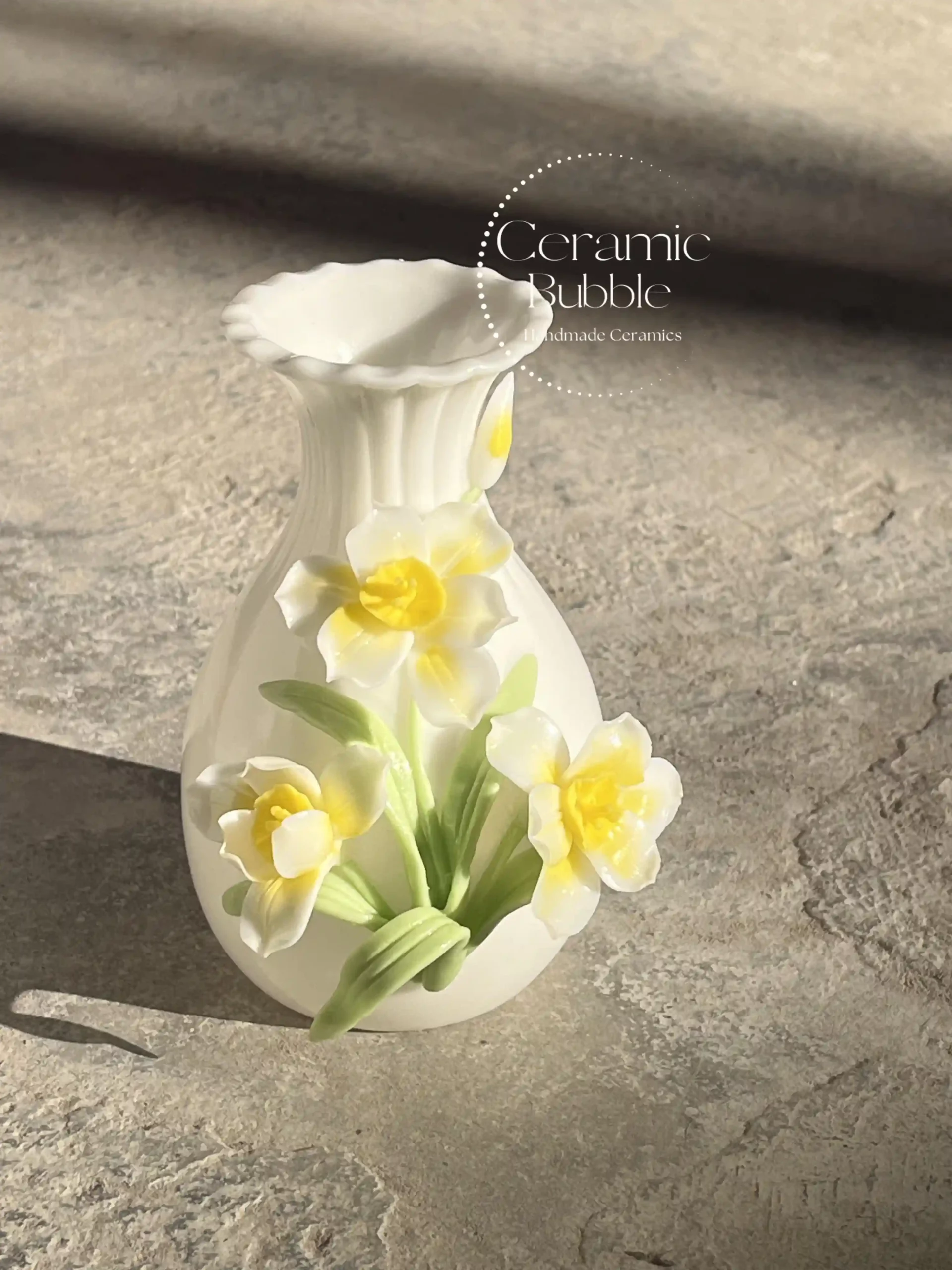 Handmade Narcissus Shaped Ceramic Flower Pot Artistic Home Decor Ceramic Vase